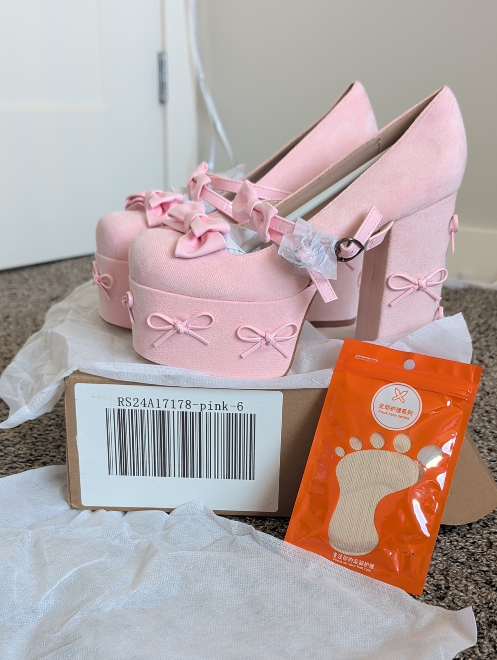 Pink Platform Bow Mary Jane Heels - Women Shoes